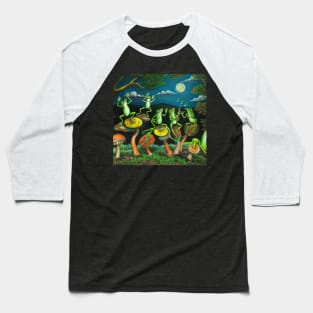 Goblincore Frogs Mushrooms Oil Painting Baseball T-Shirt